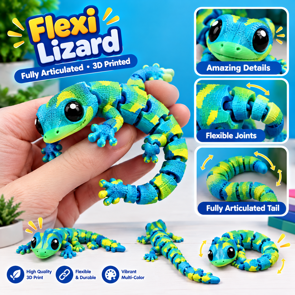 Side-by-side comparison of a flexible lizard model with and without supports